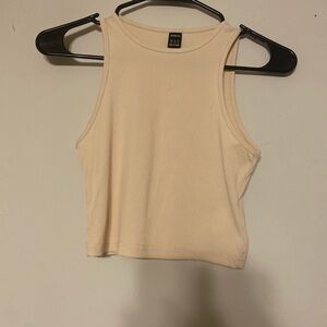 SHEIN Cream Ribbed Crop Top